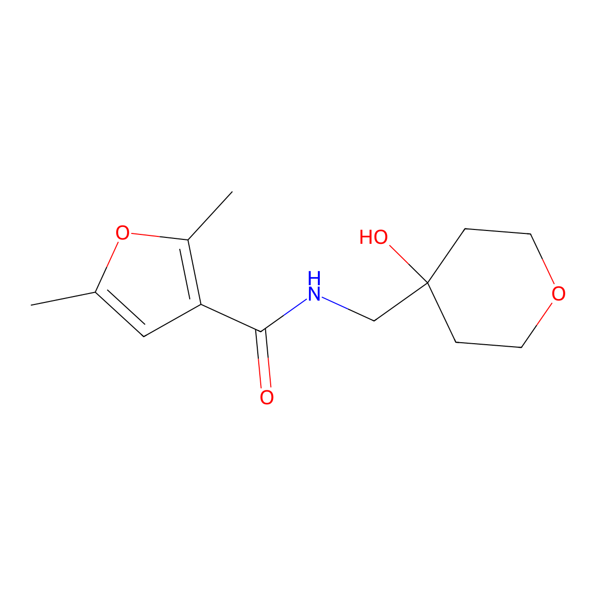 N-[(4-hydroxyoxan-4-yl)methyl]-2,5-dimethylfuran-3-carboxamide molecular structure, CAS 1351591-51-9