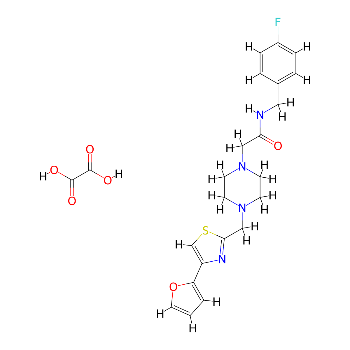 N-(4-fluorobenzyl)-2-(4-((4-(furan-2-yl)thiazol-2-yl)methyl)piperazin-1-yl)acetamide oxalate molecular structure, CAS 1351591-53-1