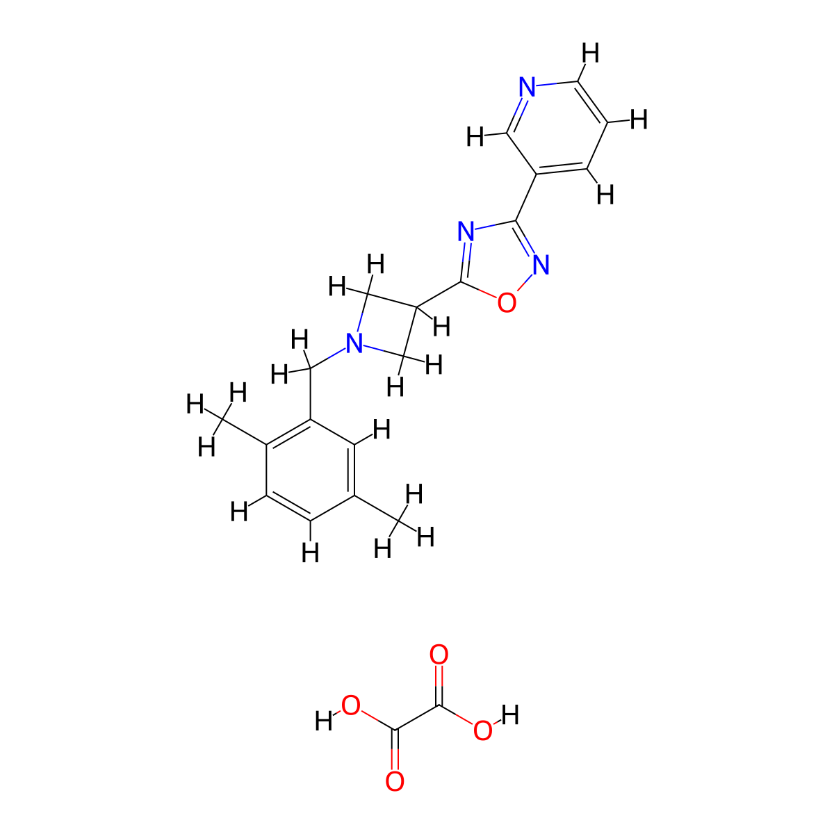 5-(1-(2,5-Dimethylbenzyl)azetidin-3-yl)-3-(pyridin-3-yl)-1,2,4-oxadiazole oxalate molecular structure, CAS 1351591-56-4