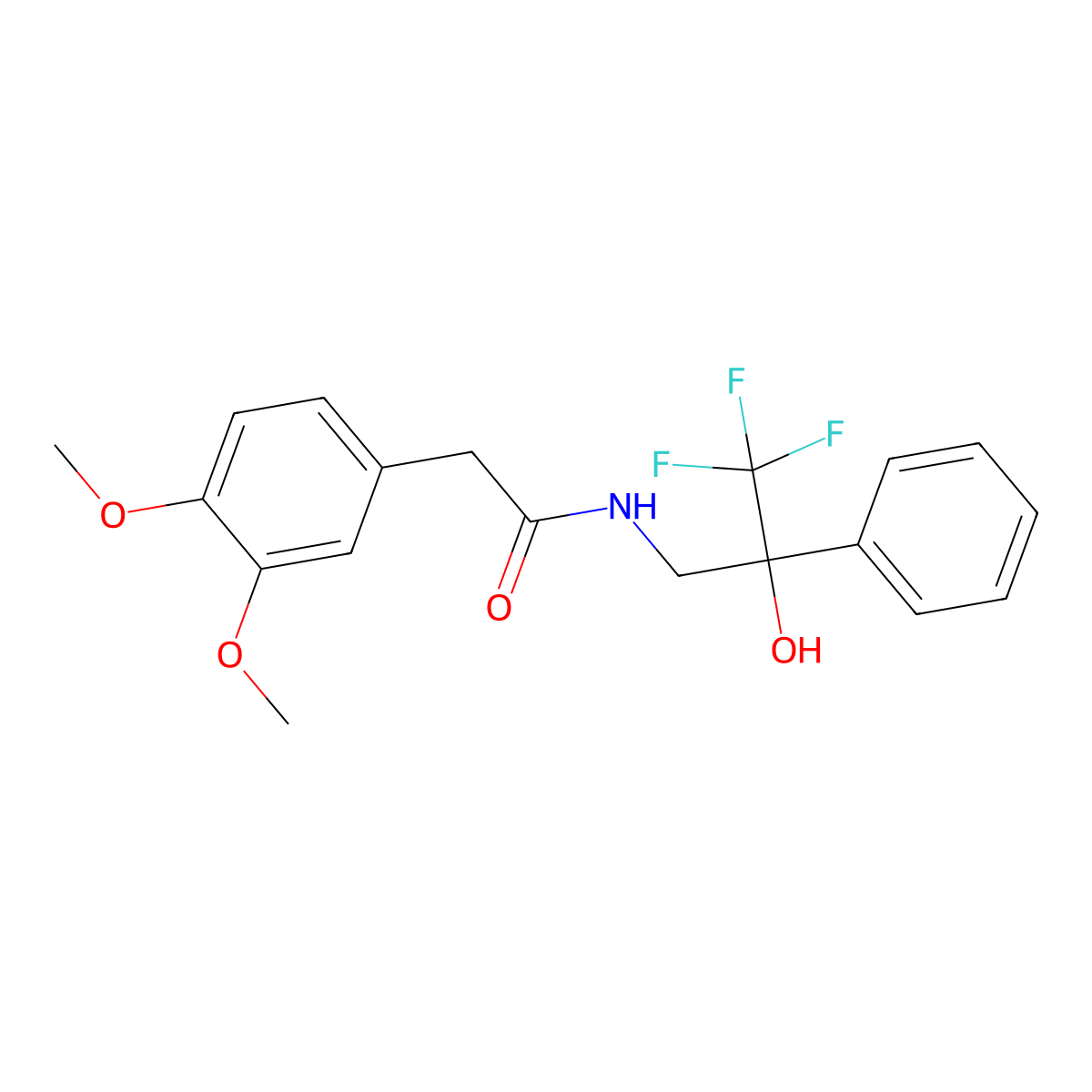 2-(3,4-dimethoxyphenyl)-N-(3,3,3-trifluoro-2-hydroxy-2-phenylpropyl)acetamide molecular structure, CAS 1351591-59-7