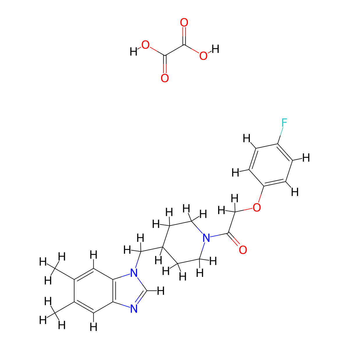 1-(4-((5,6-dimethyl-1H-benzo[d]imidazol-1-yl)methyl)piperidin-1-yl)-2-(4-fluorophenoxy)ethanone oxalate molecular structure, CAS 1351591-62-2