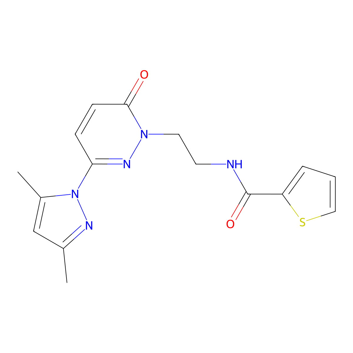 N-(2-(3-(3,5-dimethyl-1H-pyrazol-1-yl)-6-oxopyridazin-1(6H)-yl)ethyl)thiophene-2-carboxamide molecular structure, CAS 1351591-63-3