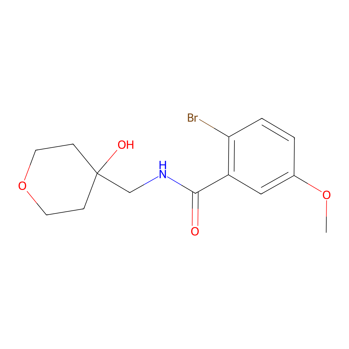 2-bromo-N-[(4-hydroxyoxan-4-yl)methyl]-5-methoxybenzamide molecular structure, CAS 1351591-66-6