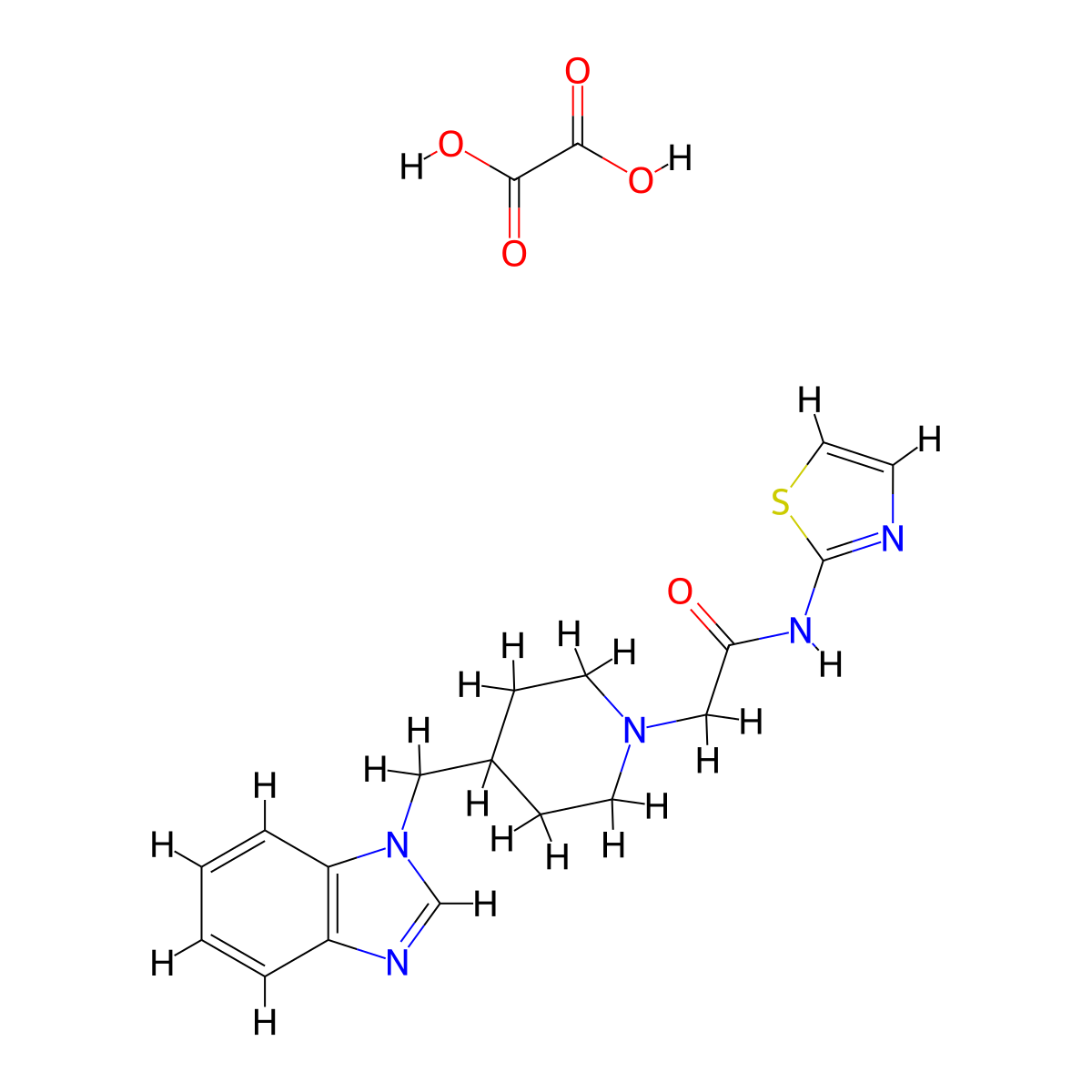 2-(4-((1H-benzo[d]imidazol-1-yl)methyl)piperidin-1-yl)-N-(thiazol-2-yl)acetamide oxalate molecular structure, CAS 1351591-70-2