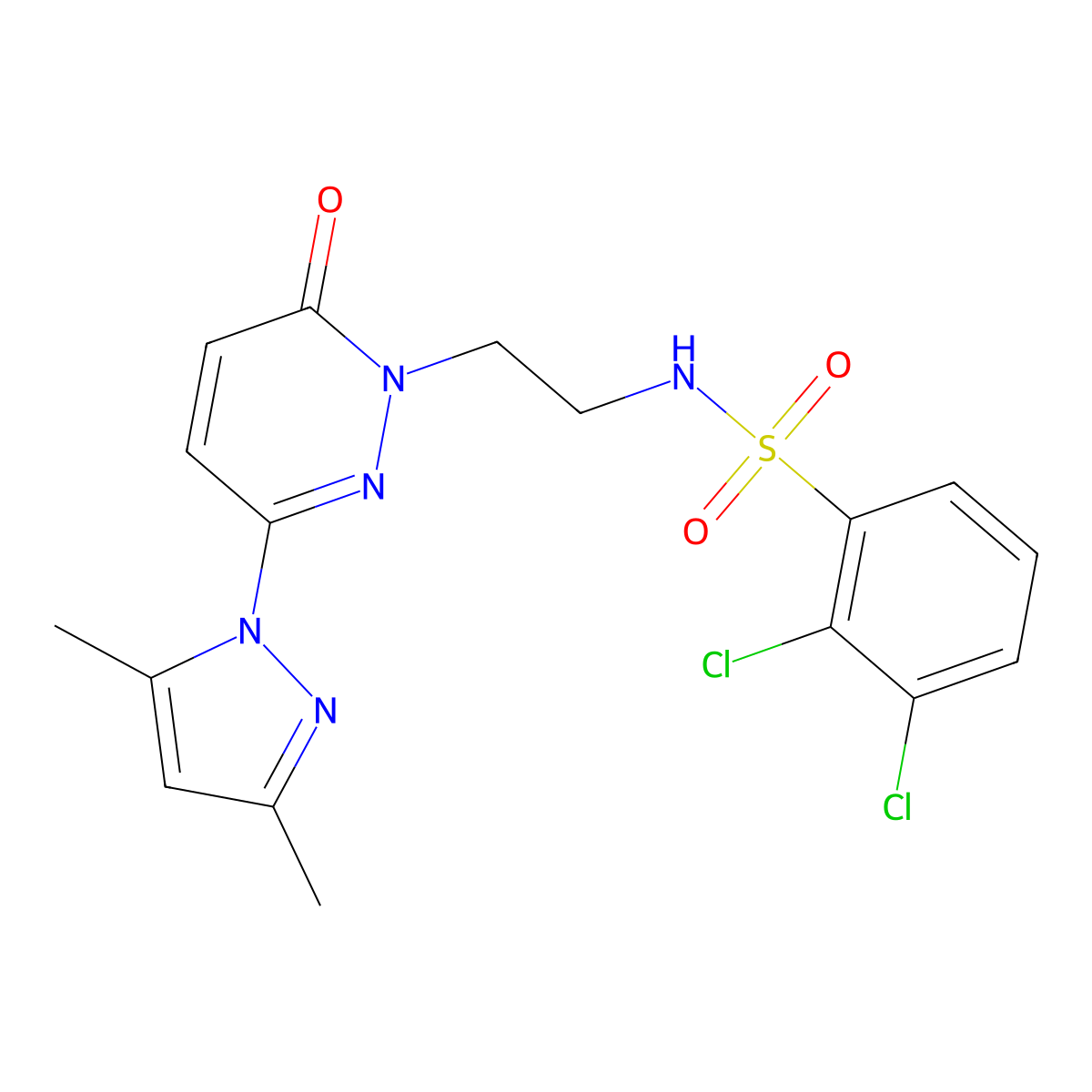 2,3-dichloro-N-(2-(3-(3,5-dimethyl-1H-pyrazol-1-yl)-6-oxopyridazin-1(6H)-yl)ethyl)benzenesulfonamide molecular structure, CAS 1351591-71-3
