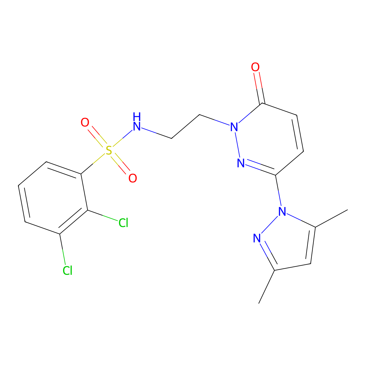 2,3-dichloro-N-(2-(3-(3,5-dimethyl-1H-pyrazol-1-yl)-6-oxopyridazin-1(6H)-yl)ethyl)benzenesulfonamide molecular structure, CAS 1351591-71-3
