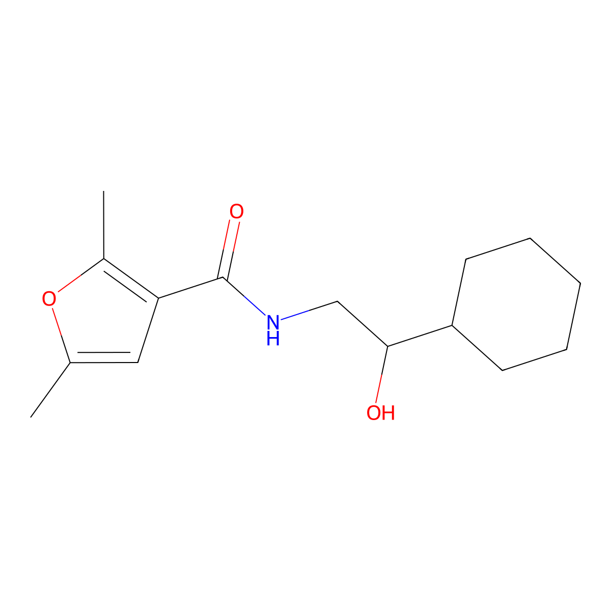 N-(2-cyclohexyl-2-hydroxyethyl)-2,5-dimethylfuran-3-carboxamide molecular structure, CAS 1351591-74-6