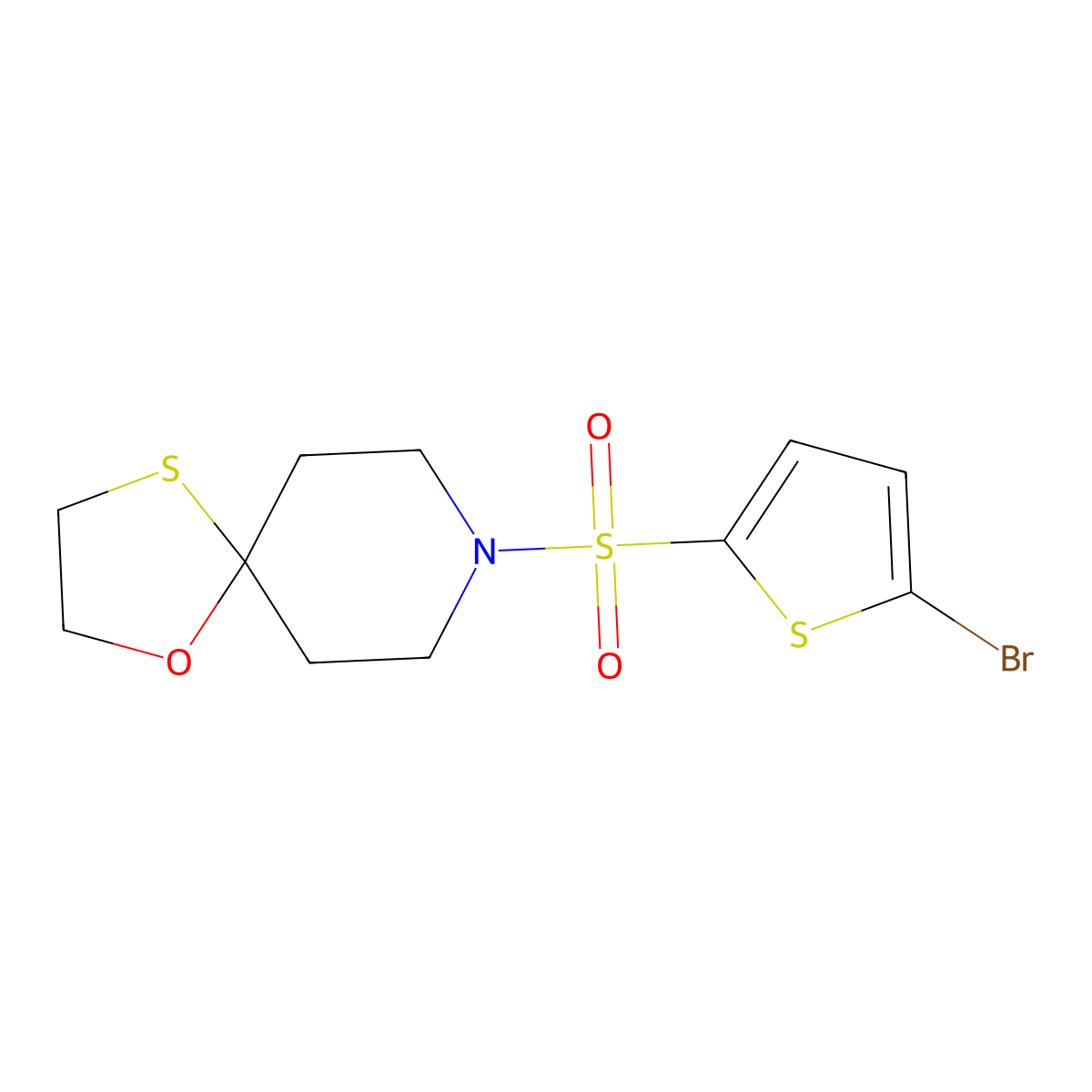 8-((5-Bromothiophen-2-yl)sulfonyl)-1-oxa-4-thia-8-azaspiro[4.5]decane molecular structure, CAS 1351591-81-5