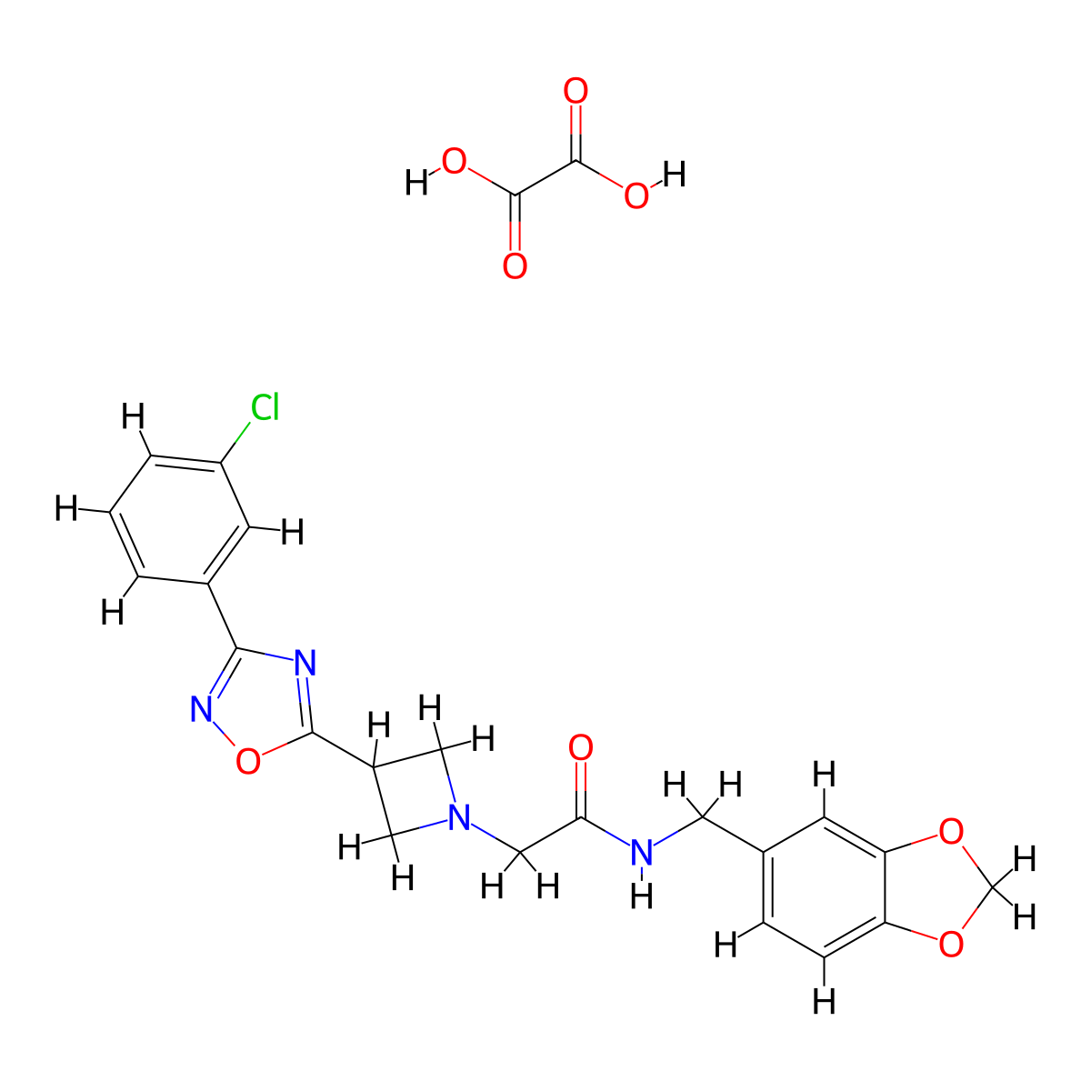 N-(benzo[d][1,3]dioxol-5-ylmethyl)-2-(3-(3-(3-chlorophenyl)-1,2,4-oxadiazol-5-yl)azetidin-1-yl)acetamide oxalate molecular structure, CAS 1351591-83-7