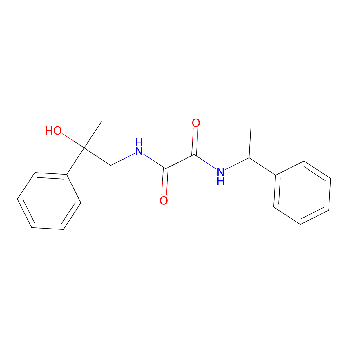 N1-(2-hydroxy-2-phenylpropyl)-N2-(1-phenylethyl)oxalamide molecular structure, CAS 1351591-90-6