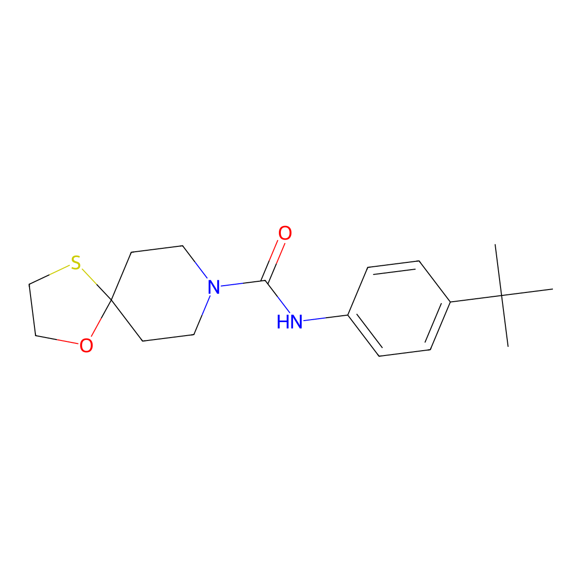 N-(4-(tert-butyl)phenyl)-1-oxa-4-thia-8-azaspiro[4.5]decane-8-carboxamide molecular structure, CAS 1351591-91-7