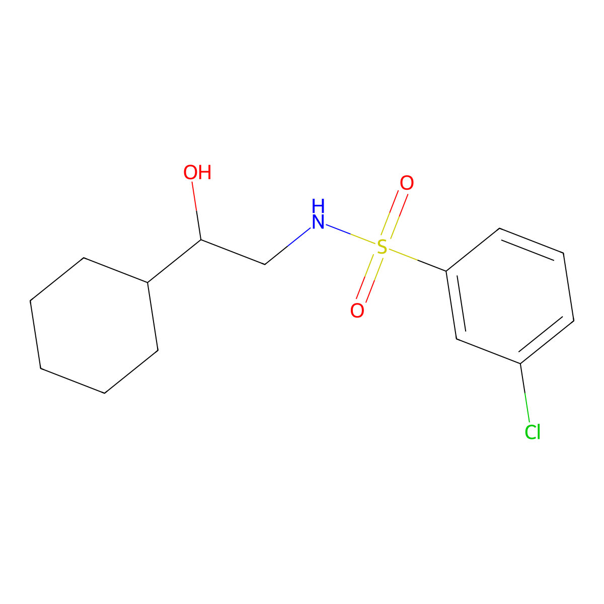 3-chloro-N-(2-cyclohexyl-2-hydroxyethyl)benzenesulfonamide molecular structure, CAS 1351591-92-8