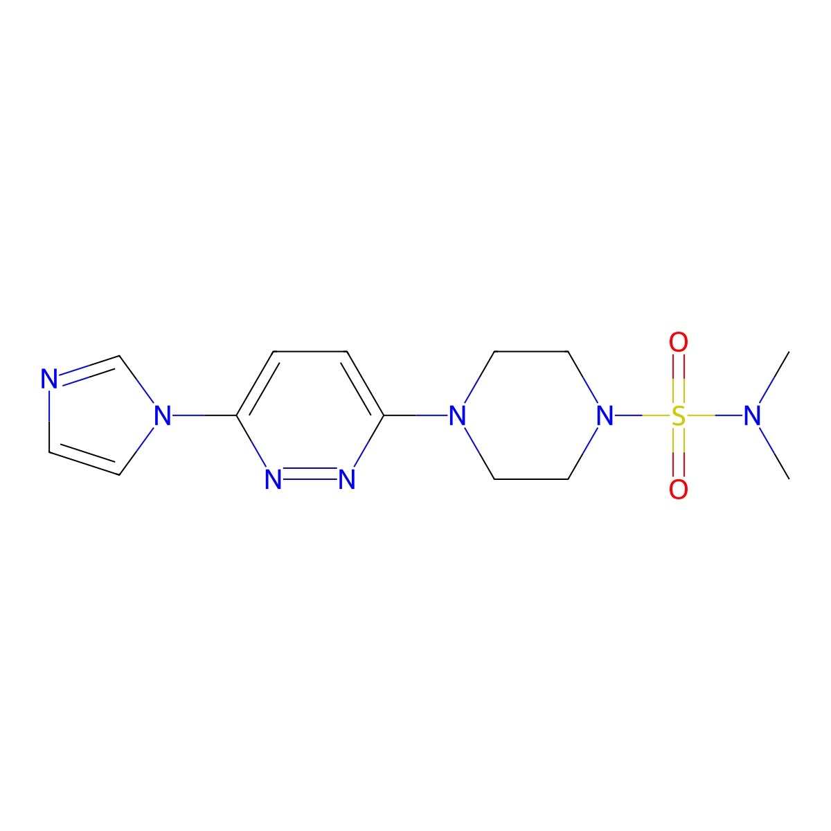 4-(6-(1H-imidazol-1-yl)pyridazin-3-yl)-N,N-dimethylpiperazine-1-sulfonamide molecular structure, CAS 1351591-96-2