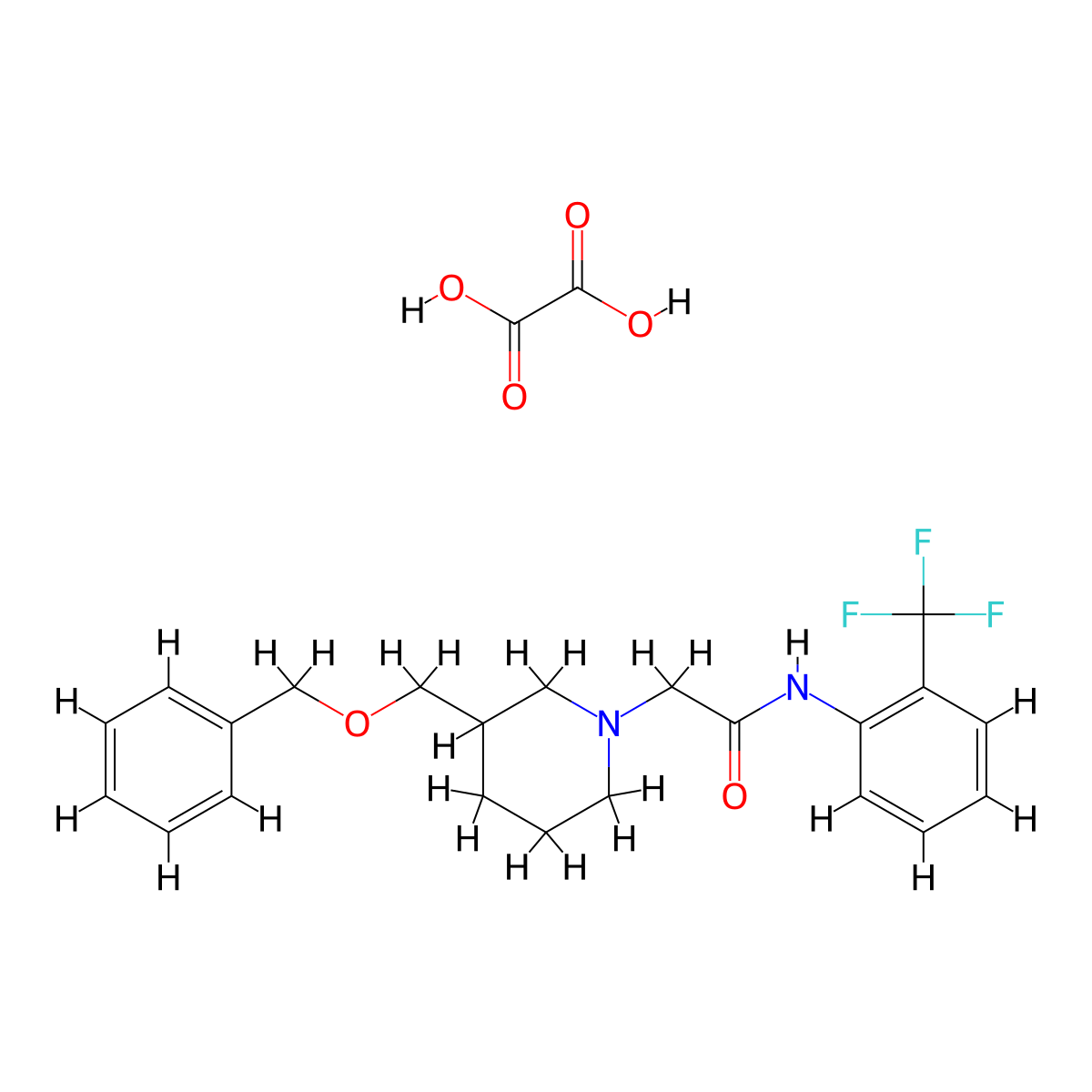 2-(3-((benzyloxy)methyl)piperidin-1-yl)-N-(2-(trifluoromethyl)phenyl)acetamide oxalate molecular structure, CAS 1351591-97-3