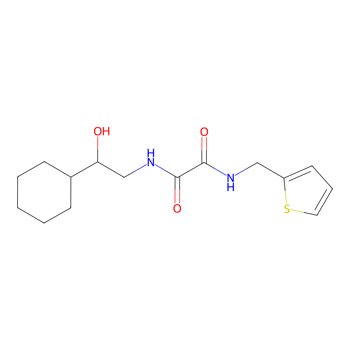 N1-(2-cyclohexyl-2-hydroxyethyl)-N2-(thiophen-2-ylmethyl)oxalamide molecular structure, CAS 1351594-55-2
