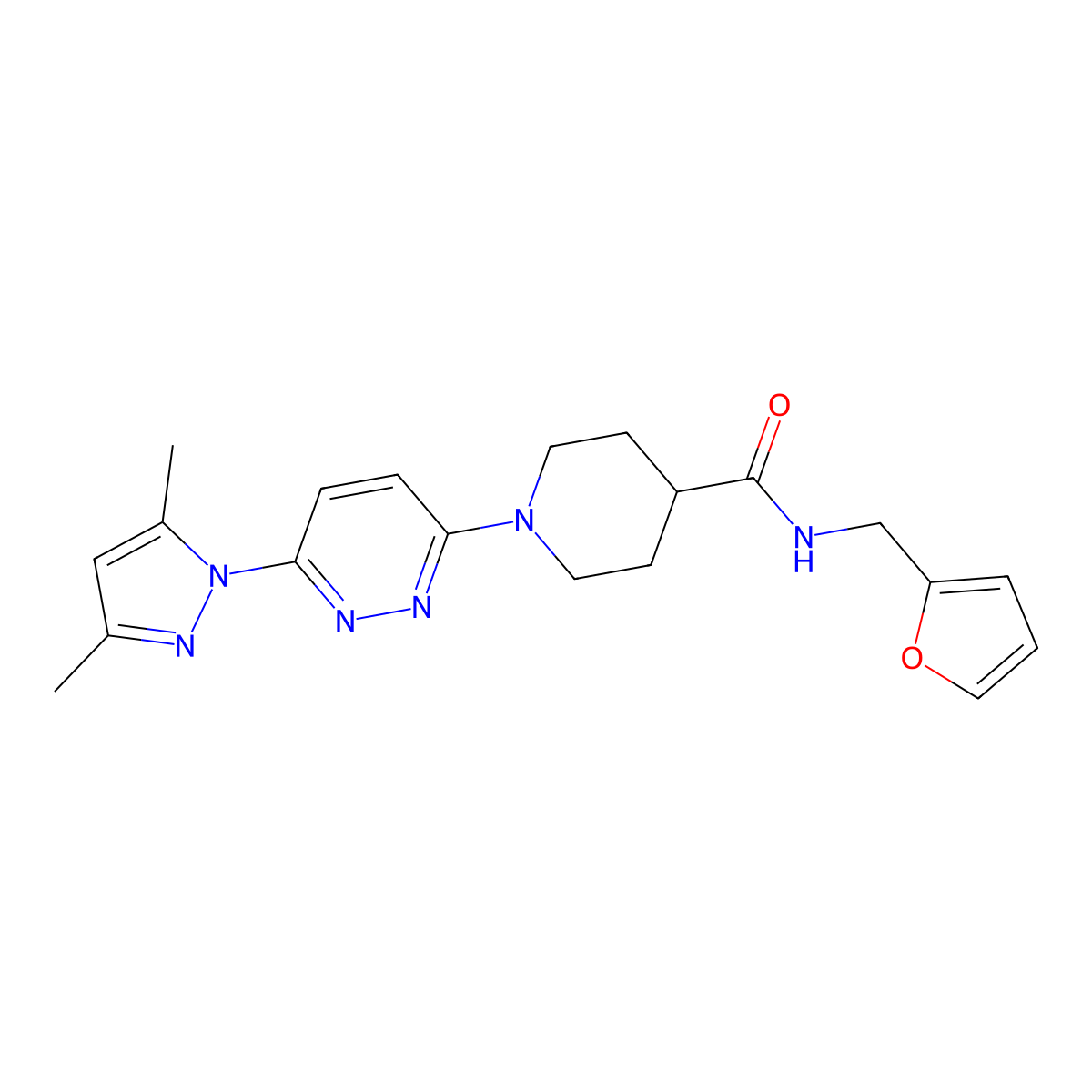 1-(6-(3,5-dimethyl-1H-pyrazol-1-yl)pyridazin-3-yl)-N-(furan-2-ylmethyl)piperidine-4-carboxamide molecular structure, CAS 1351594-56-3