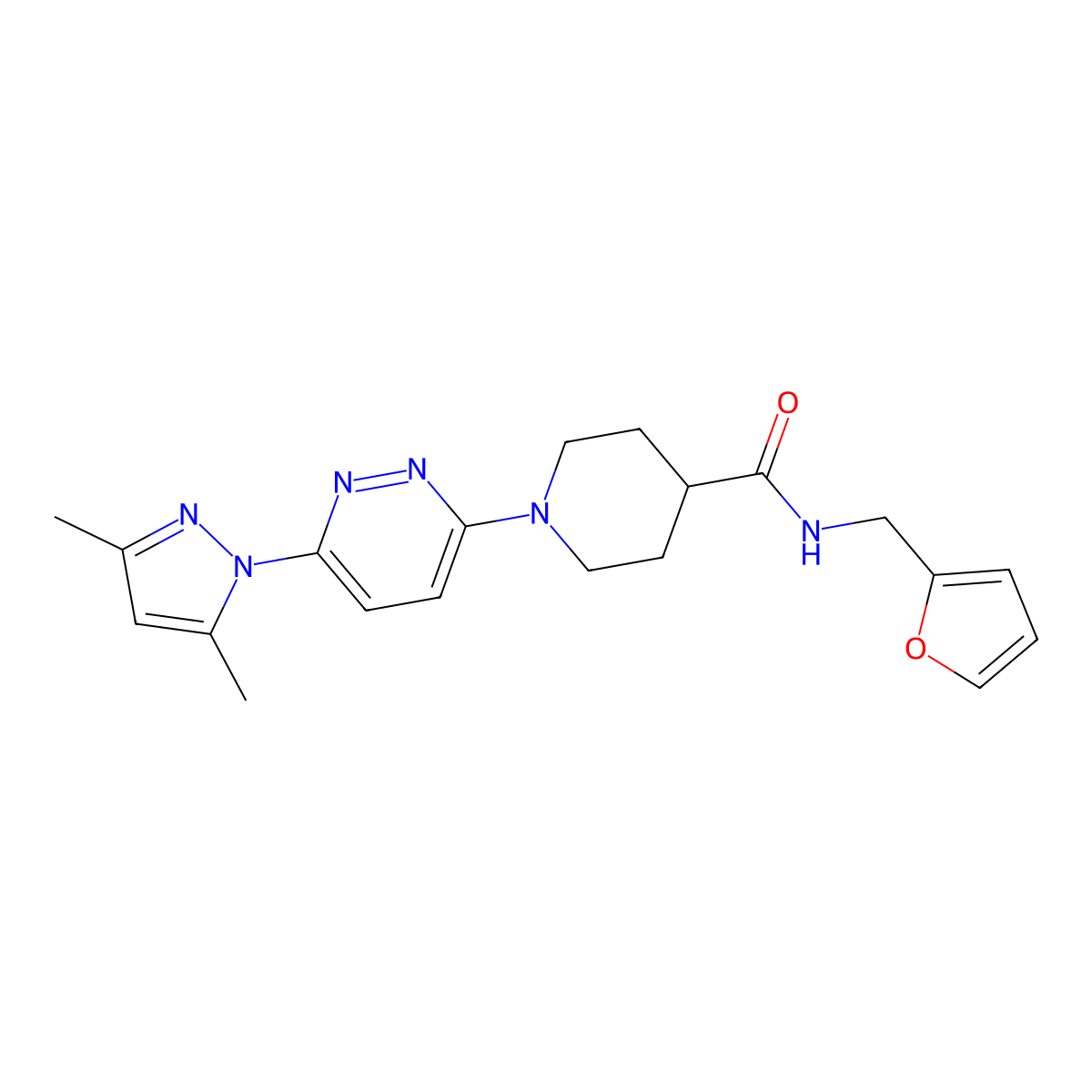 1-(6-(3,5-dimethyl-1H-pyrazol-1-yl)pyridazin-3-yl)-N-(furan-2-ylmethyl)piperidine-4-carboxamide molecular structure, CAS 1351594-56-3