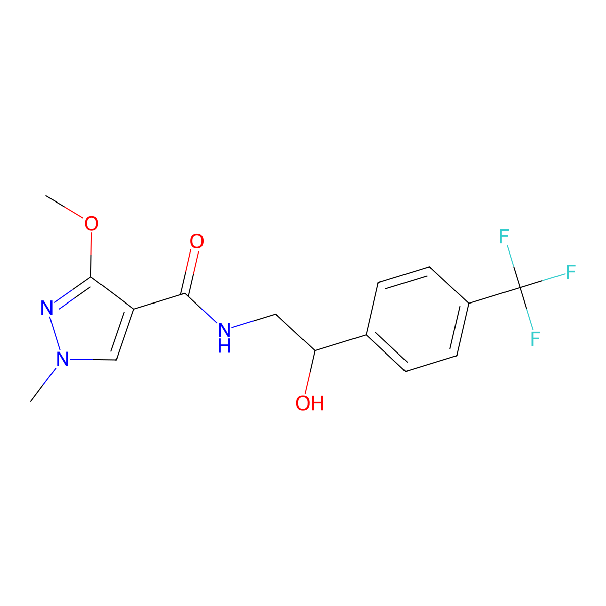 N-{2-hydroxy-2-[4-(trifluoromethyl)phenyl]ethyl}-3-methoxy-1-methyl-1H-pyrazole-4-carboxamide molecular structure, CAS 1351594-57-4