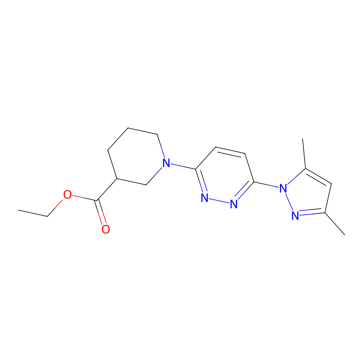 ethyl 1-(6-(3,5-dimethyl-1H-pyrazol-1-yl)pyridazin-3-yl)piperidine-3-carboxylate molecular structure, CAS 1351594-59-6
