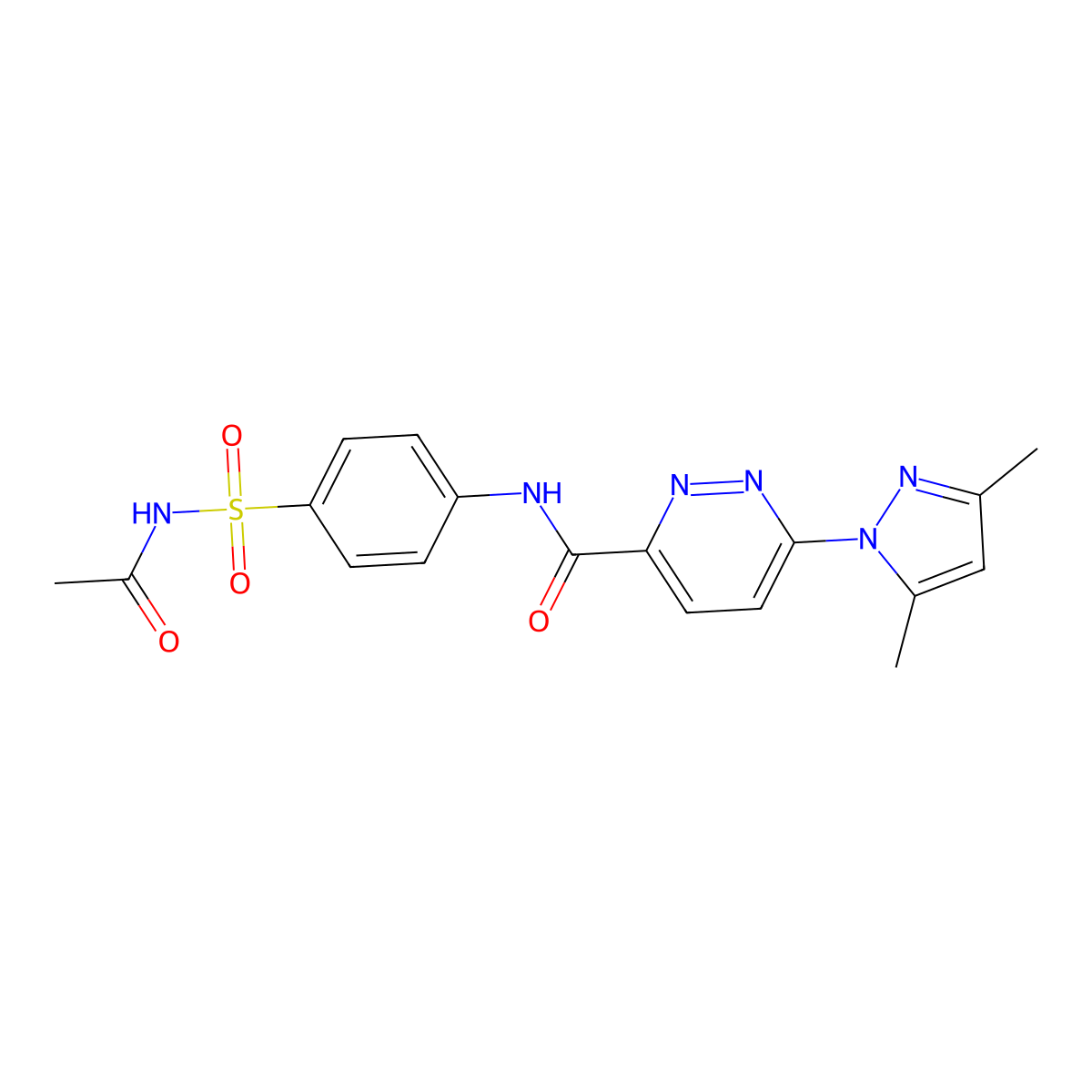 N-(4-(N-acetylsulfamoyl)phenyl)-6-(3,5-dimethyl-1H-pyrazol-1-yl)pyridazine-3-carboxamide molecular structure, CAS 1351594-62-1