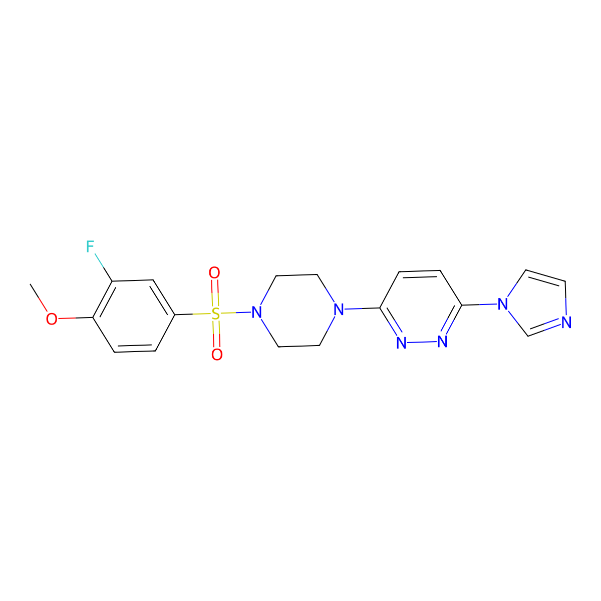 3-(4-((3-fluoro-4-methoxyphenyl)sulfonyl)piperazin-1-yl)-6-(1H-imidazol-1-yl)pyridazine molecular structure, CAS 1351594-68-7