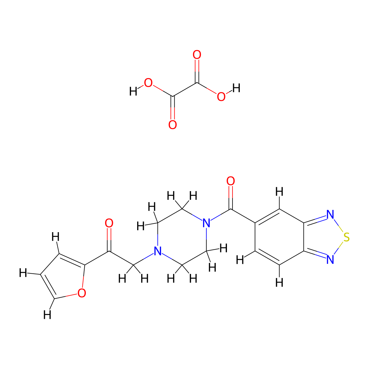 2-(4-(Benzo[c][1,2,5]thiadiazole-5-carbonyl)piperazin-1-yl)-1-(furan-2-yl)ethanone oxalate molecular structure, CAS 1351594-69-8