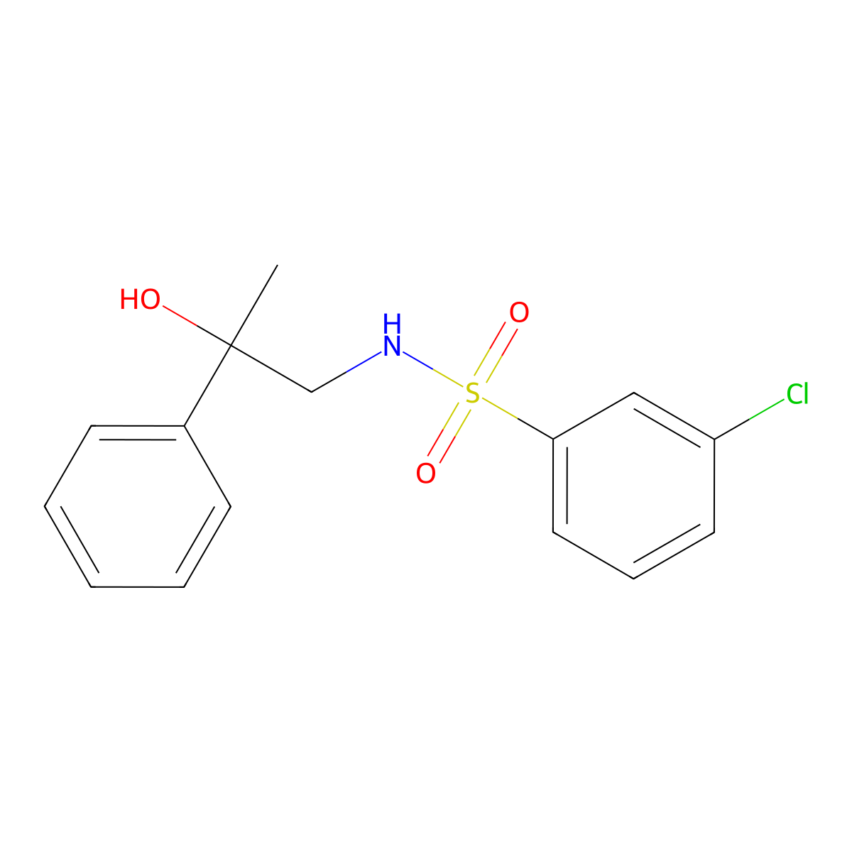 3-chloro-N-(2-hydroxy-2-phenylpropyl)benzenesulfonamide molecular structure, CAS 1351594-70-1