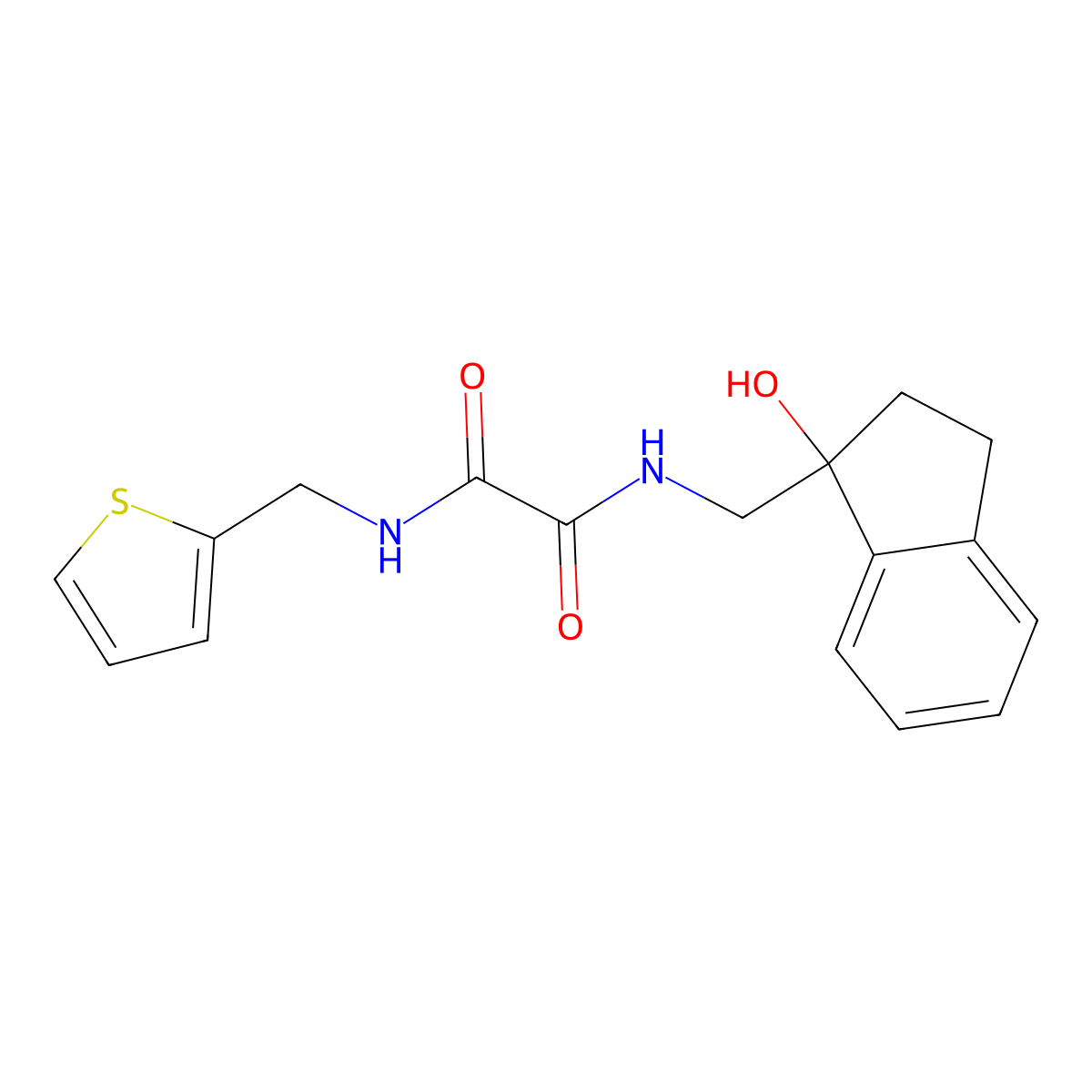N1-((1-hydroxy-2,3-dihydro-1H-inden-1-yl)methyl)-N2-(thiophen-2-ylmethyl)oxalamide molecular structure, CAS 1351594-71-2
