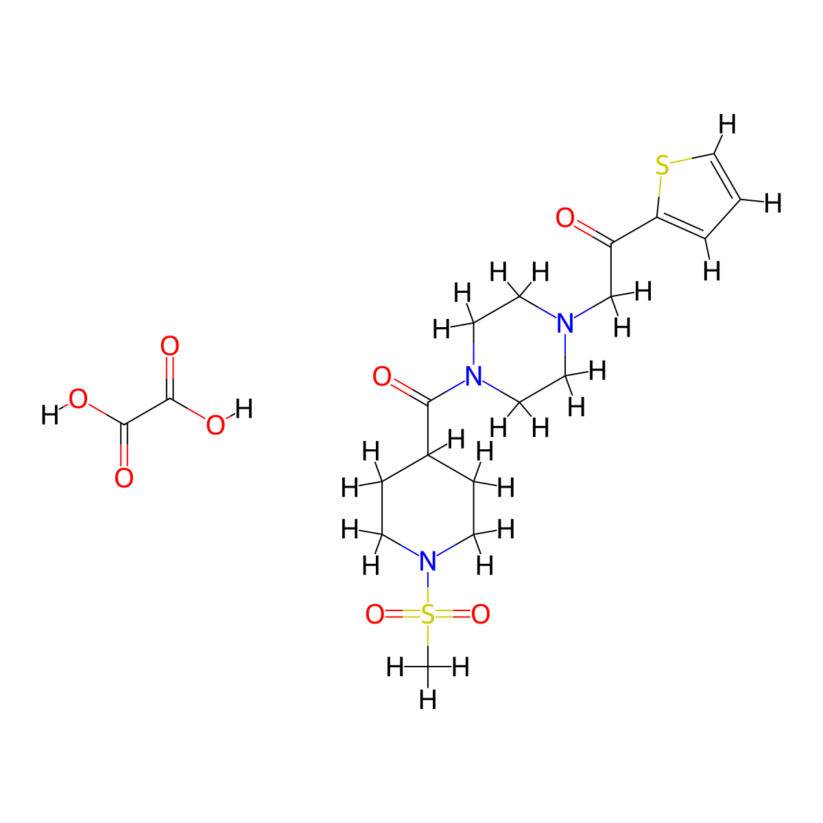2-(4-(1-(Methylsulfonyl)piperidine-4-carbonyl)piperazin-1-yl)-1-(thiophen-2-yl)ethanone oxalate molecular structure, CAS 1351594-79-0