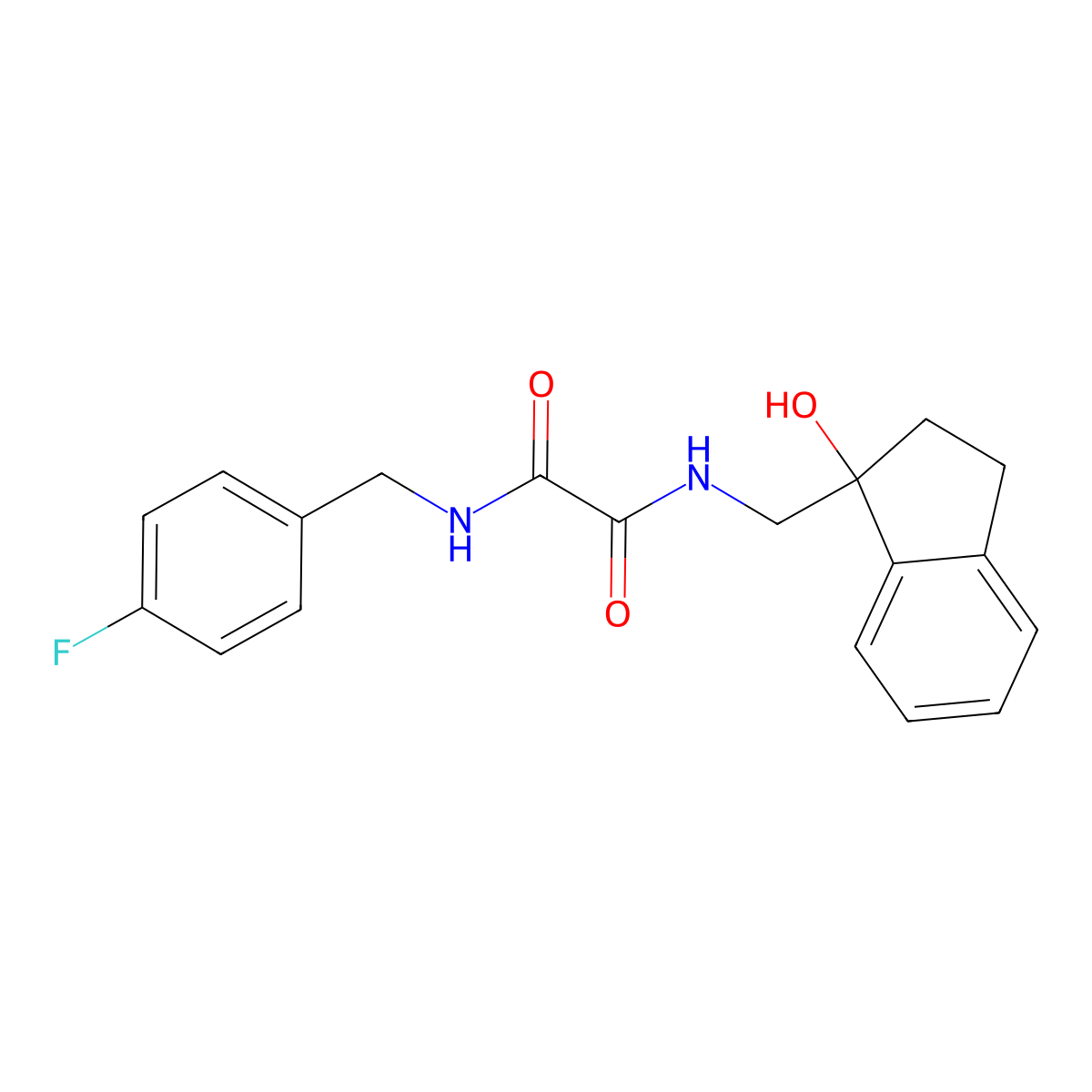 N1-(4-fluorobenzyl)-N2-((1-hydroxy-2,3-dihydro-1H-inden-1-yl)methyl)oxalamide molecular structure, CAS 1351594-80-3