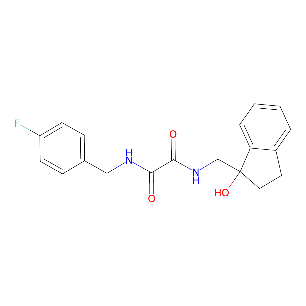 N1-(4-fluorobenzyl)-N2-((1-hydroxy-2,3-dihydro-1H-inden-1-yl)methyl)oxalamide molecular structure, CAS 1351594-80-3