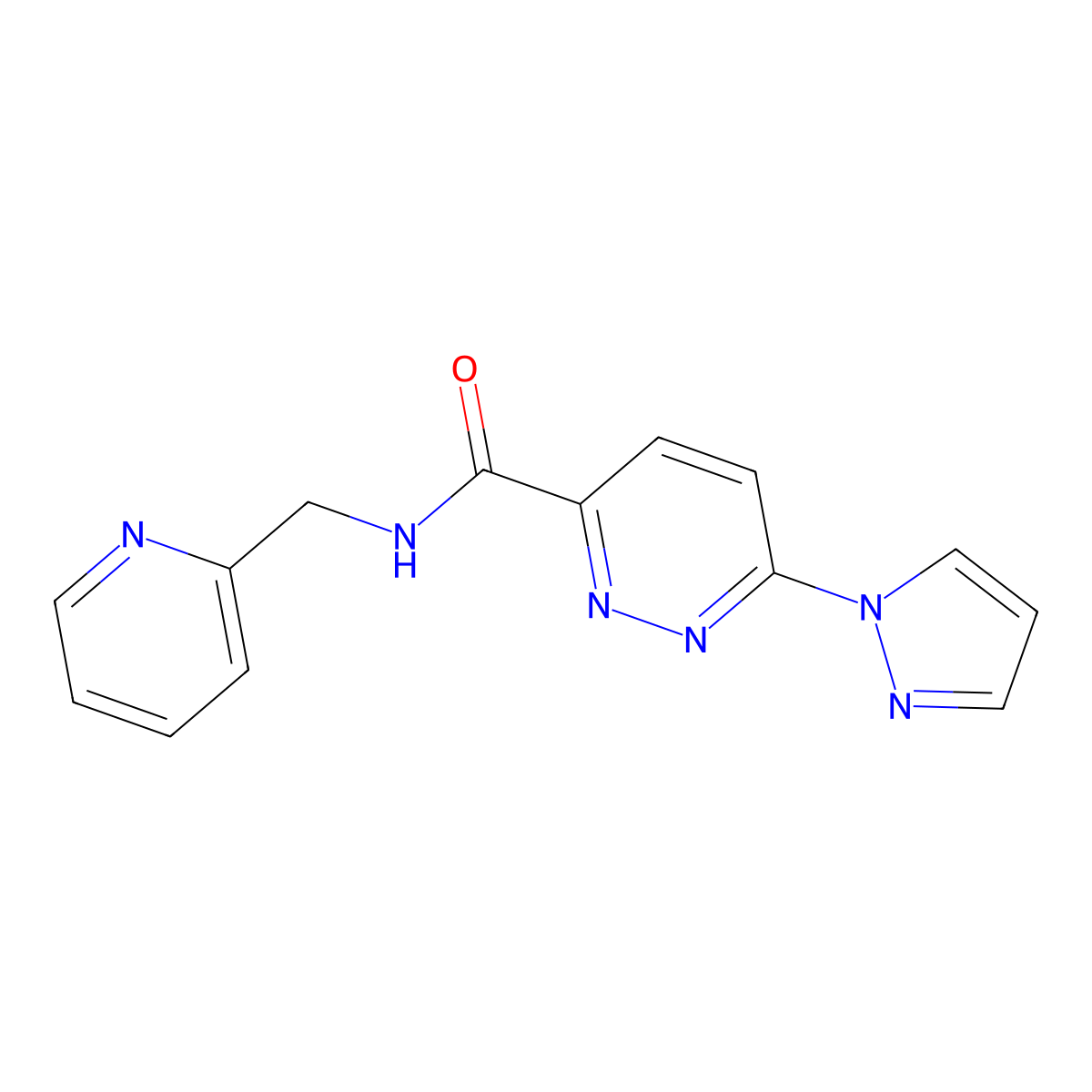 6-(1H-pyrazol-1-yl)-N-(pyridin-2-ylmethyl)pyridazine-3-carboxamide molecular structure, CAS 1351594-81-4