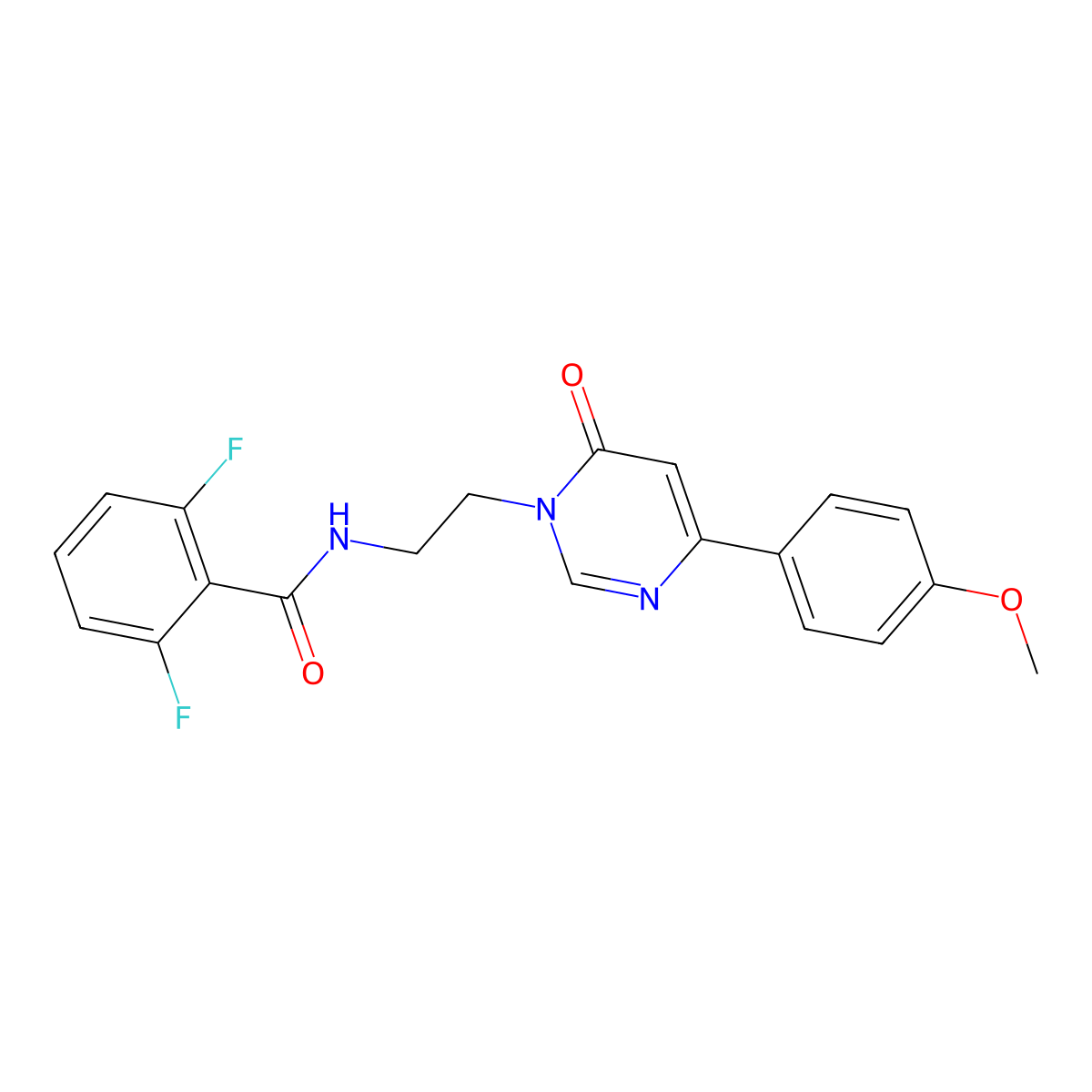 2,6-difluoro-N-(2-(4-(4-methoxyphenyl)-6-oxopyrimidin-1(6H)-yl)ethyl)benzamide molecular structure, CAS 1351594-82-5