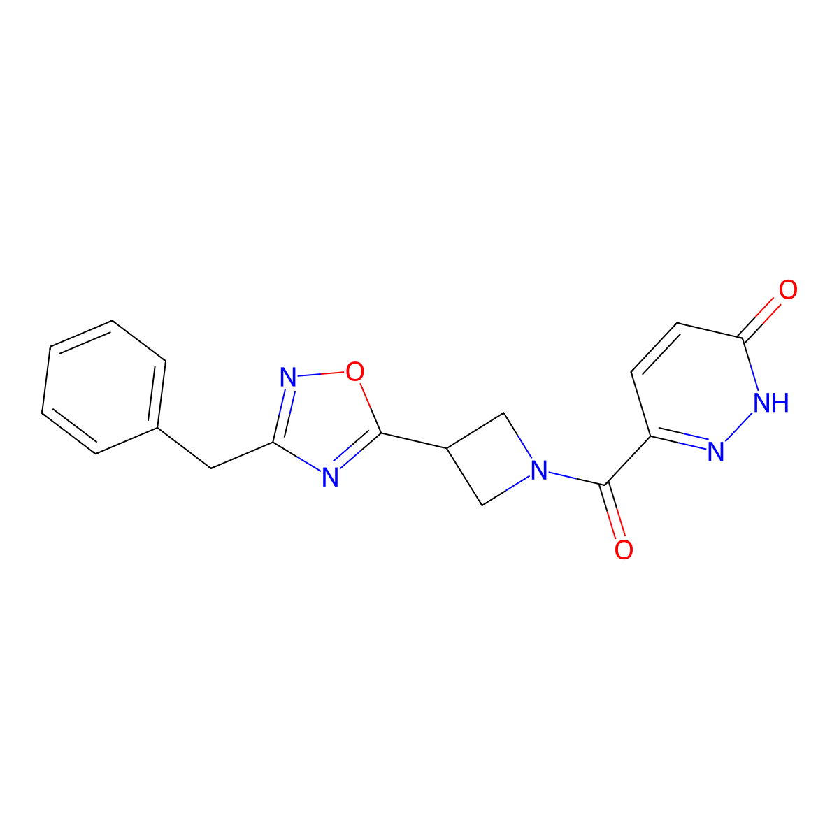 6-(3-(3-benzyl-1,2,4-oxadiazol-5-yl)azetidine-1-carbonyl)pyridazin-3(2H)-one molecular structure, CAS 1351594-88-1
