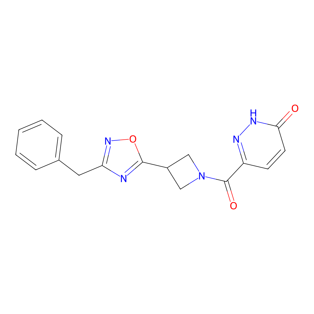 6-(3-(3-benzyl-1,2,4-oxadiazol-5-yl)azetidine-1-carbonyl)pyridazin-3(2H)-one molecular structure, CAS 1351594-88-1