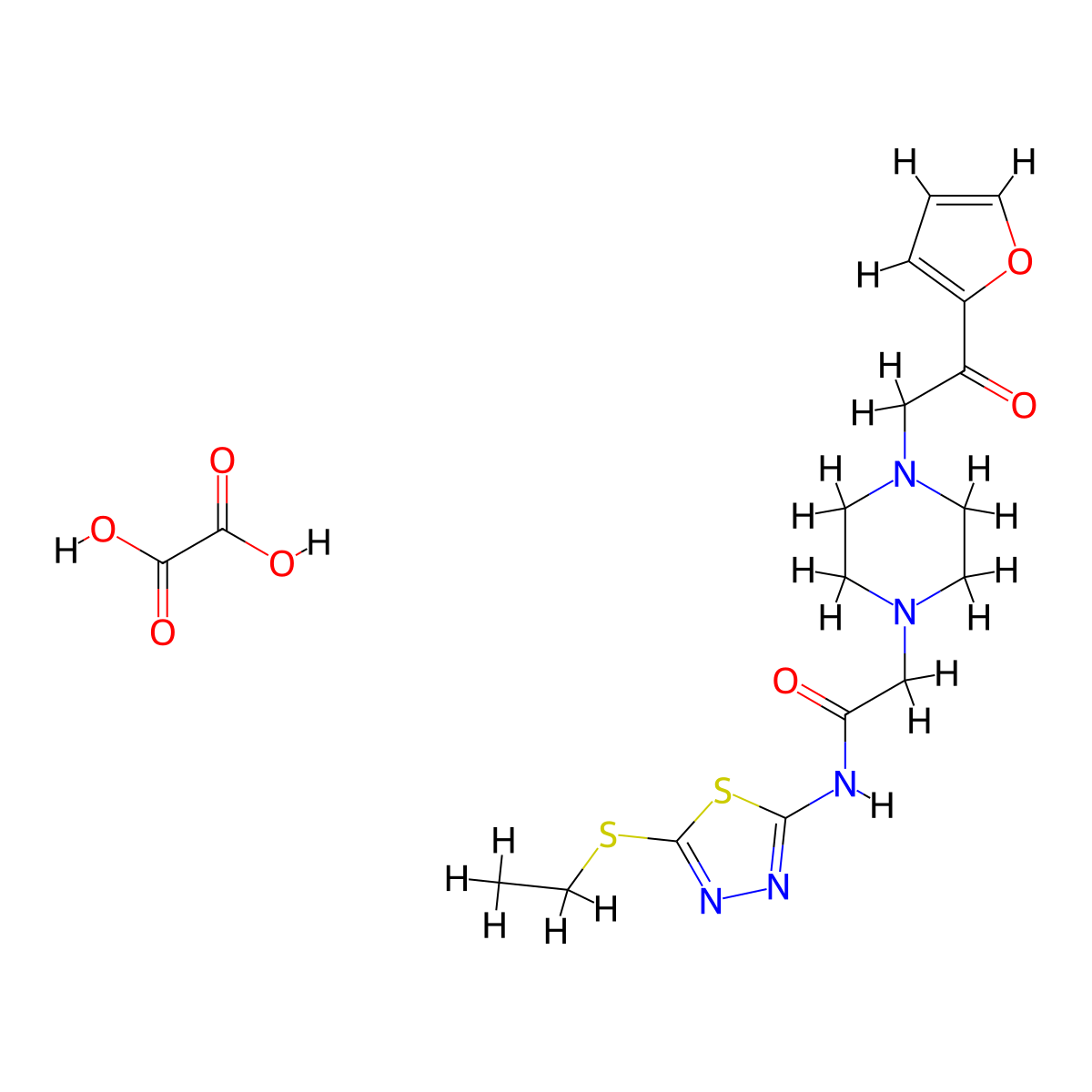 N-(5-(ethylthio)-1,3,4-thiadiazol-2-yl)-2-(4-(2-(furan-2-yl)-2-oxoethyl)piperazin-1-yl)acetamide oxalate molecular structure, CAS 1351594-91-6