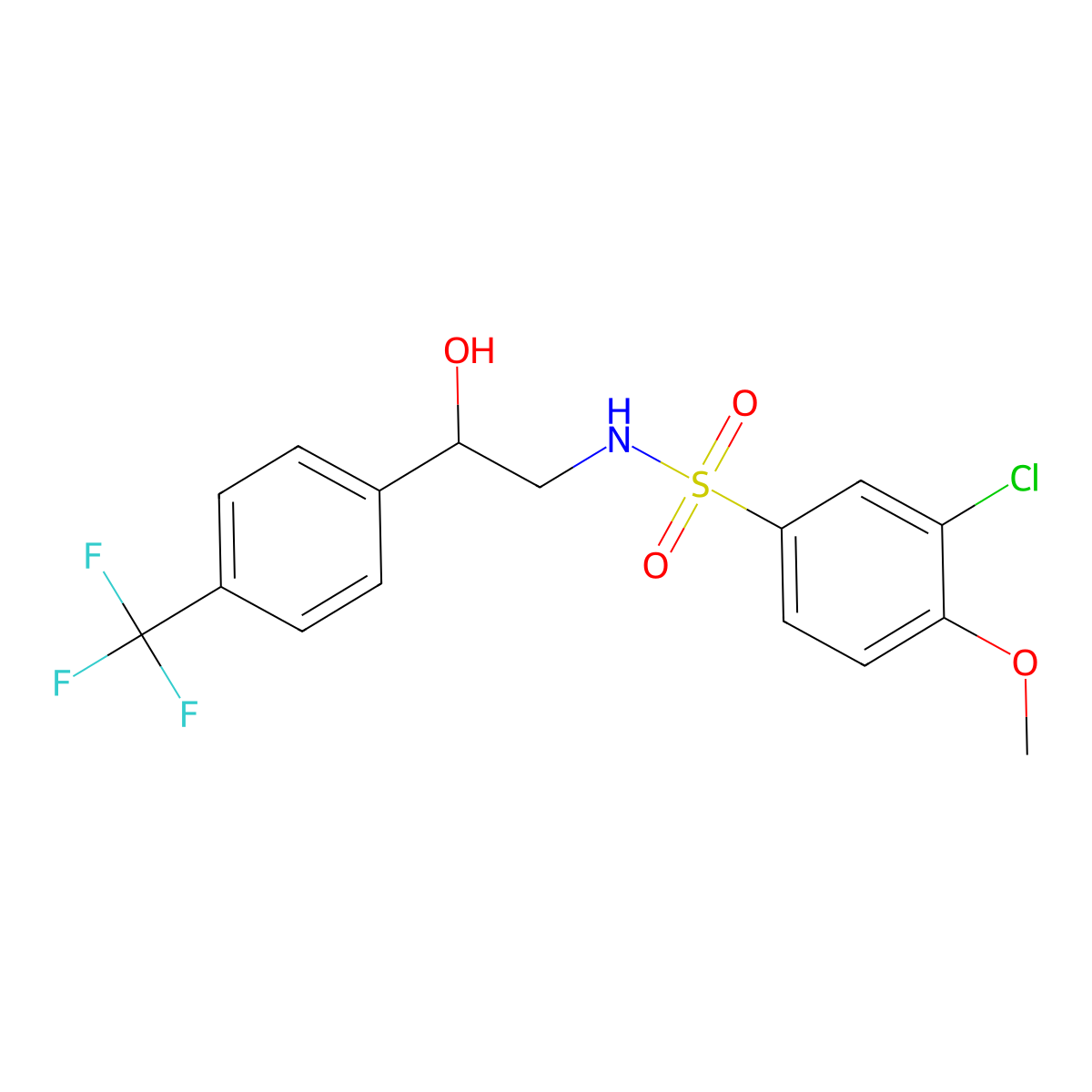 3-chloro-N-(2-hydroxy-2-(4-(trifluoromethyl)phenyl)ethyl)-4-methoxybenzenesulfonamide molecular structure, CAS 1351594-94-9
