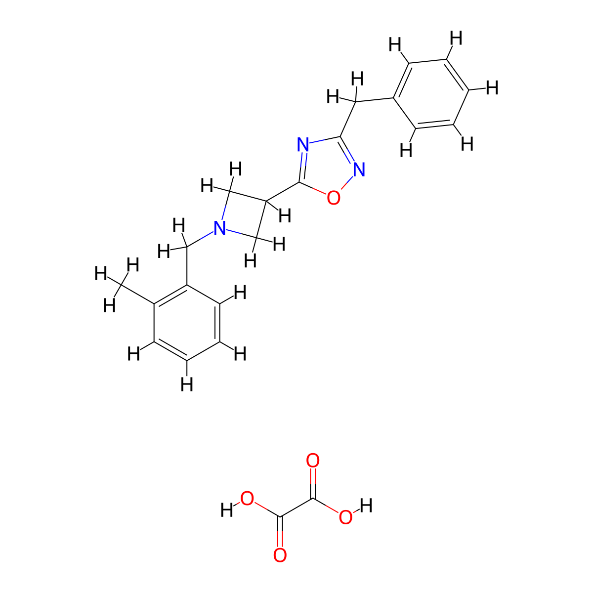 3-Benzyl-5-(1-(2-methylbenzyl)azetidin-3-yl)-1,2,4-oxadiazole oxalate molecular structure, CAS 1351595-01-1