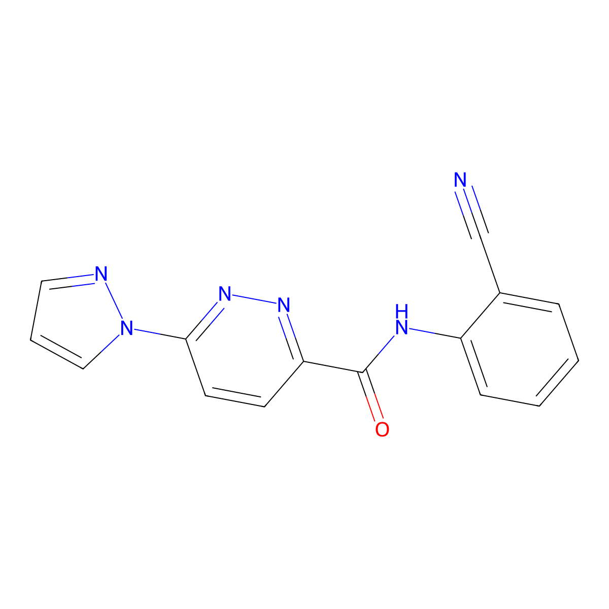 N-(2-cyanophenyl)-6-(1H-pyrazol-1-yl)pyridazine-3-carboxamide molecular structure, CAS 1351595-03-3