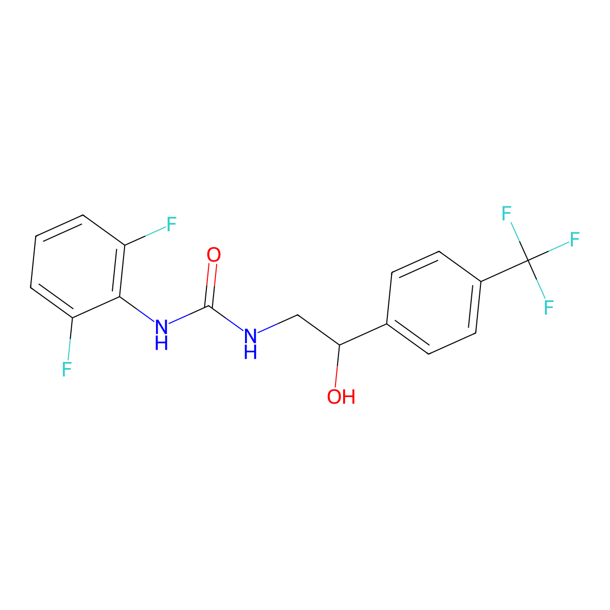 1-(2,6-Difluorophenyl)-3-(2-hydroxy-2-(4-(trifluoromethyl)phenyl)ethyl)urea molecular structure, CAS 1351595-04-4