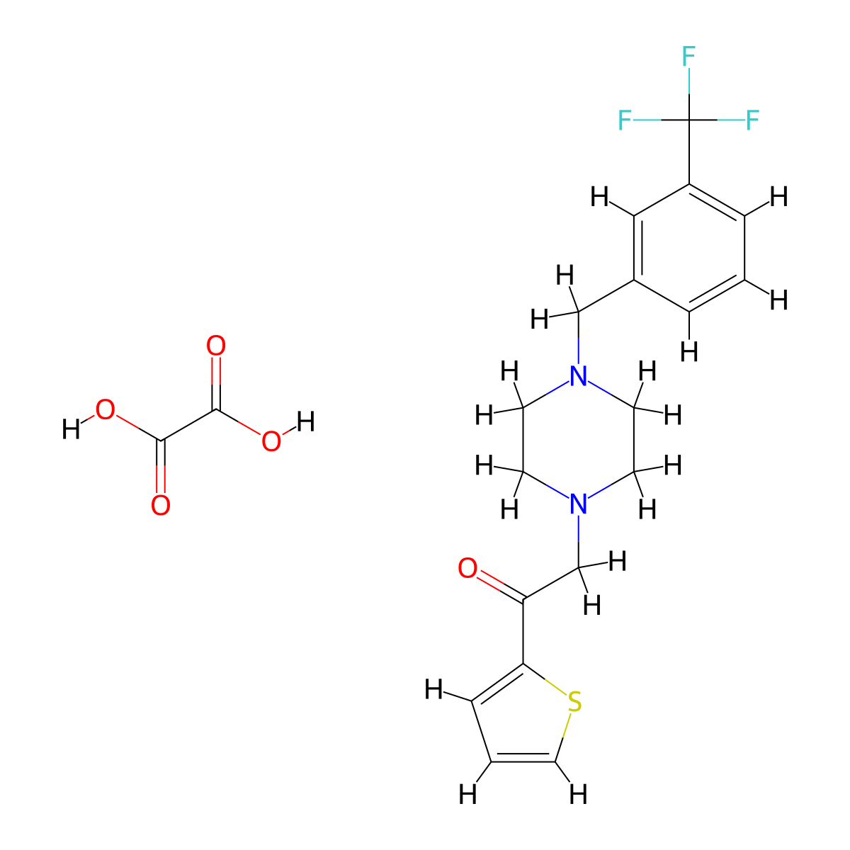 1-(Thiophen-2-yl)-2-(4-(3-(trifluoromethyl)benzyl)piperazin-1-yl)ethanone oxalate molecular structure, CAS 1351595-06-6