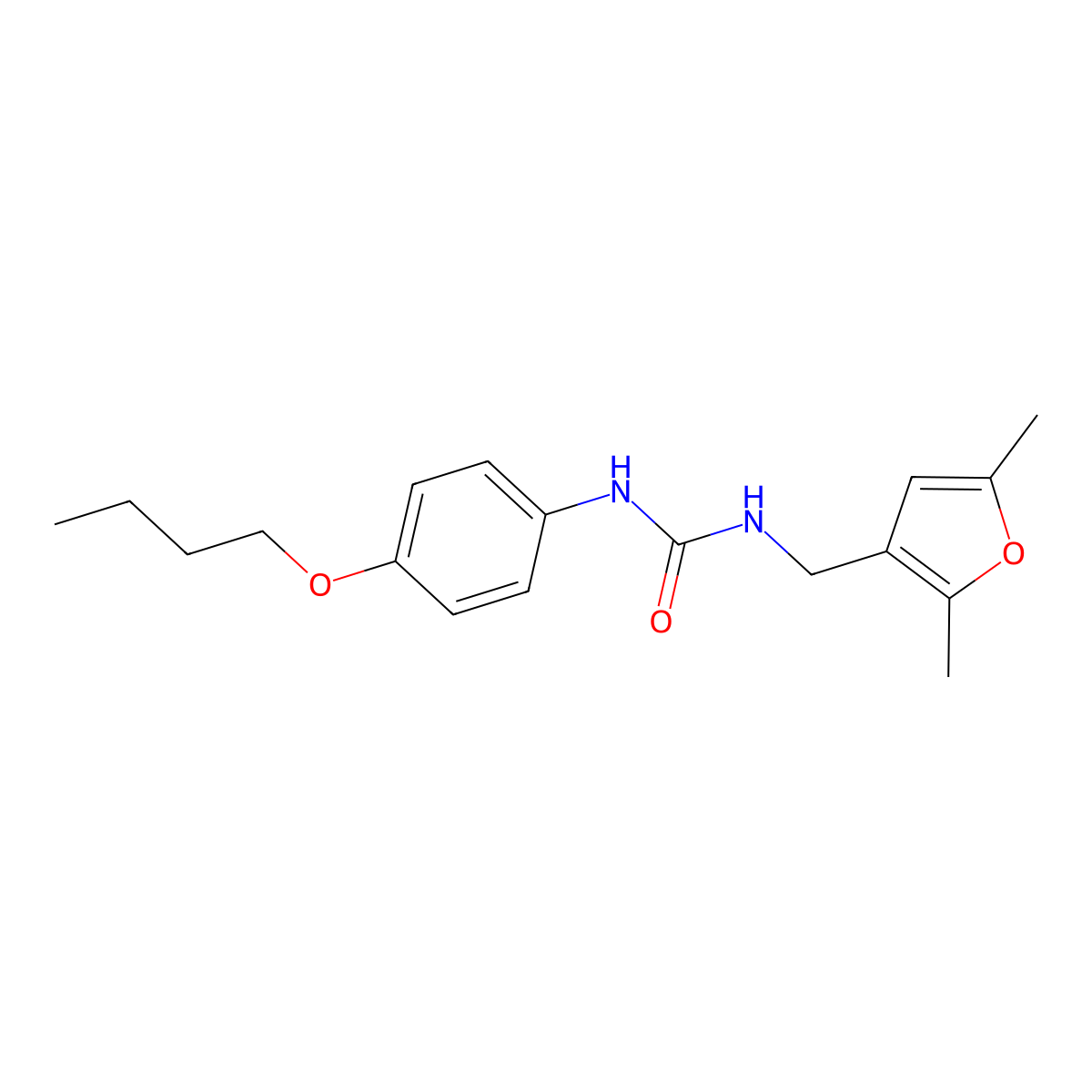 1-(4-Butoxyphenyl)-3-[(2,5-dimethylfuran-3-yl)methyl]urea molecular structure, CAS 1351595-09-9