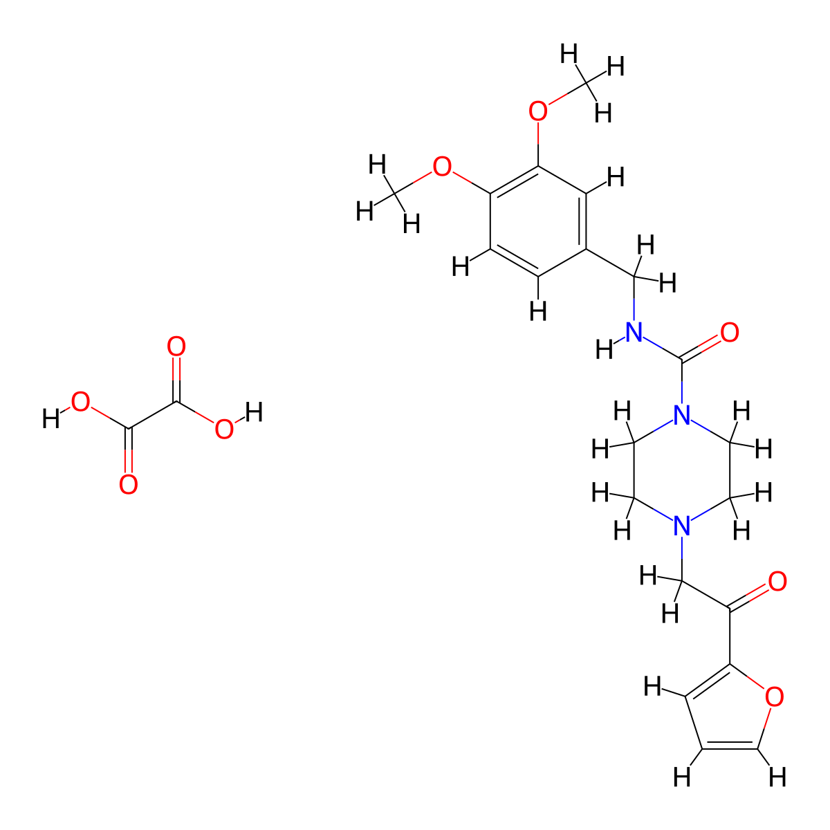N-(3,4-dimethoxybenzyl)-4-(2-(furan-2-yl)-2-oxoethyl)piperazine-1-carboxamide oxalate molecular structure, CAS 1351595-13-5