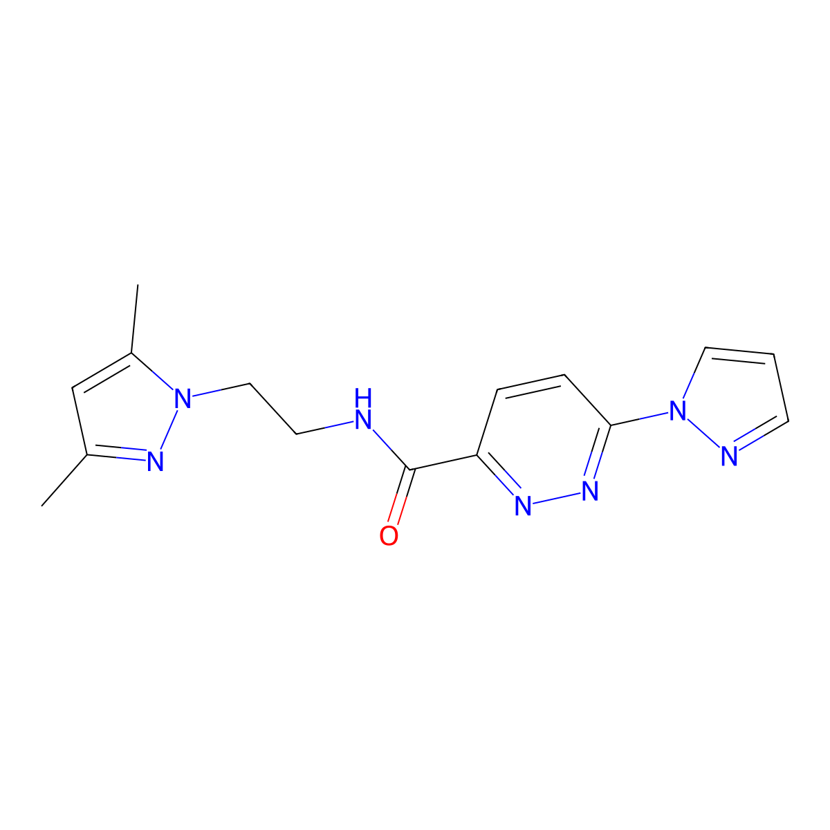 N-(2-(3,5-dimethyl-1H-pyrazol-1-yl)ethyl)-6-(1H-pyrazol-1-yl)pyridazine-3-carboxamide molecular structure, CAS 1351595-22-6