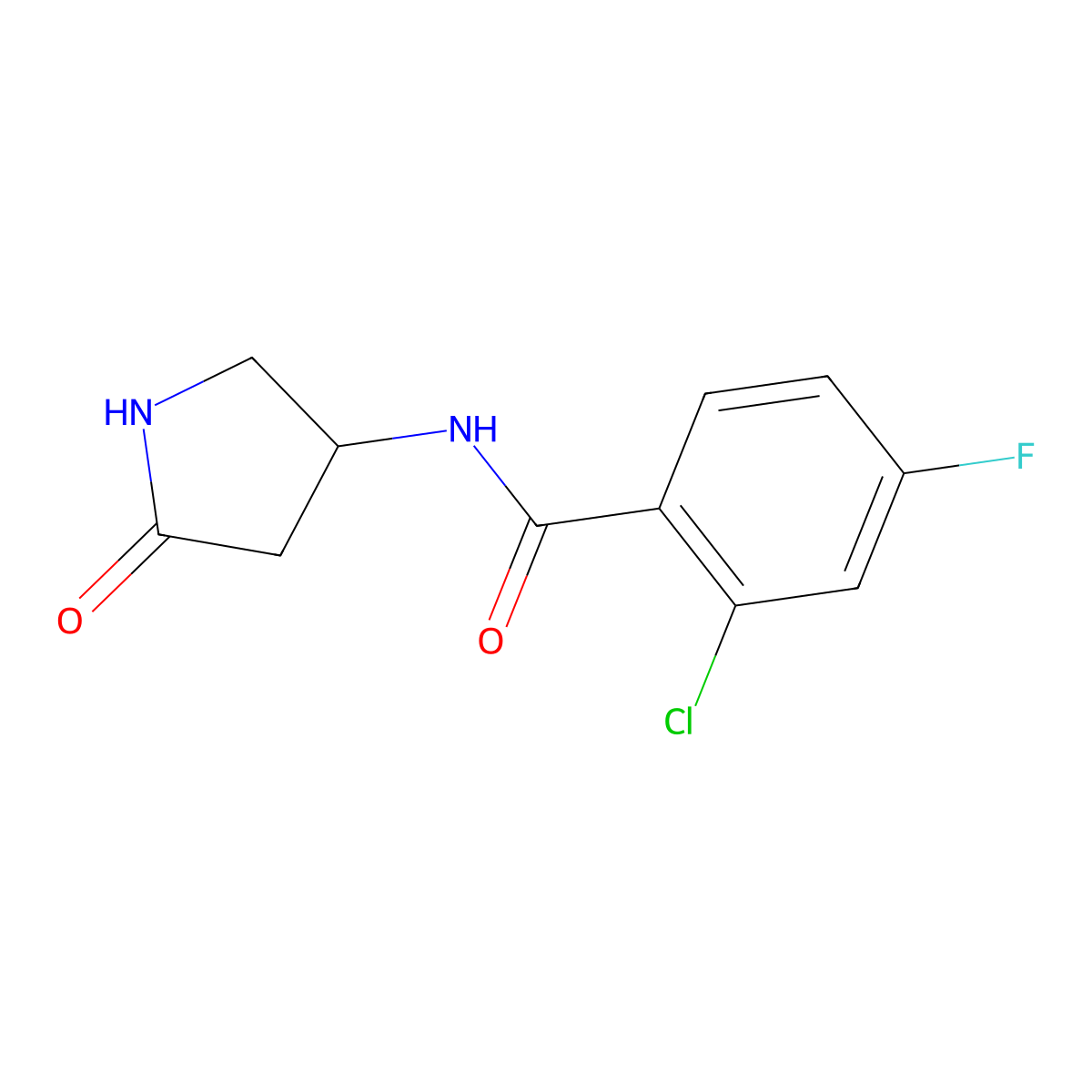 2-chloro-4-fluoro-N-(5-oxopyrrolidin-3-yl)benzamide molecular structure, CAS 1351595-25-9
