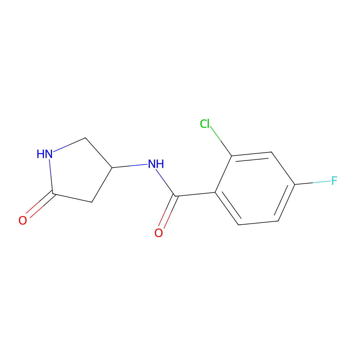 2-chloro-4-fluoro-N-(5-oxopyrrolidin-3-yl)benzamide molecular structure, CAS 1351595-25-9