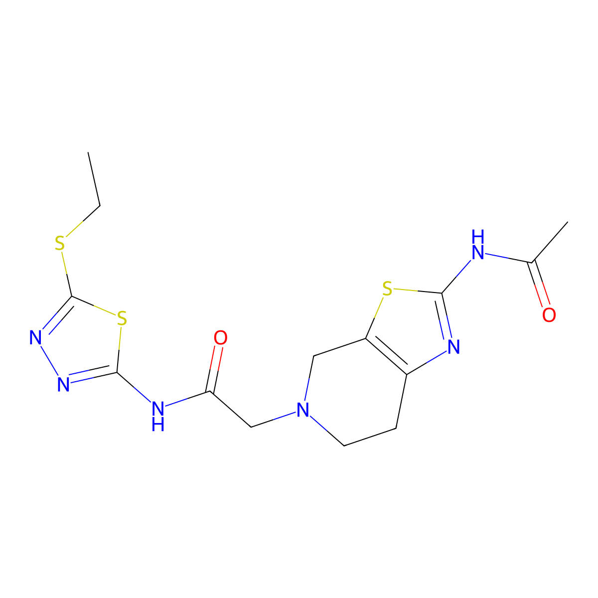 2-(2-acetamido-6,7-dihydrothiazolo[5,4-c]pyridin-5(4H)-yl)-N-(5-(ethylthio)-1,3,4-thiadiazol-2-yl)acetamide molecular structure, CAS 1351595-26-0
