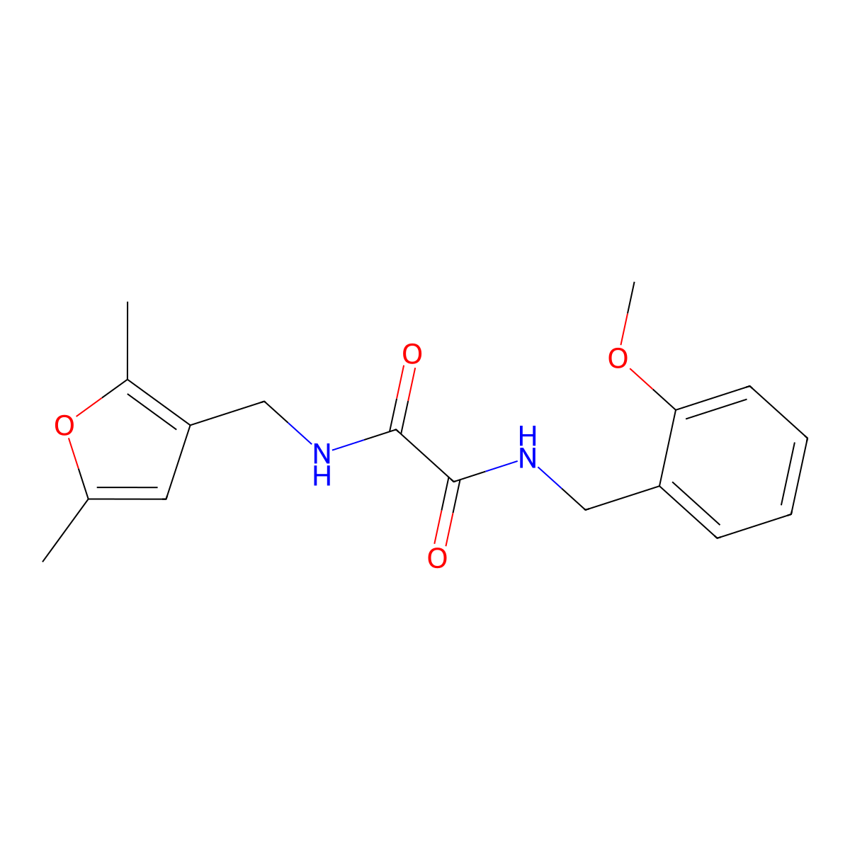 N1-((2,5-dimethylfuran-3-yl)methyl)-N2-(2-methoxybenzyl)oxalamide molecular structure, CAS 1351595-27-1