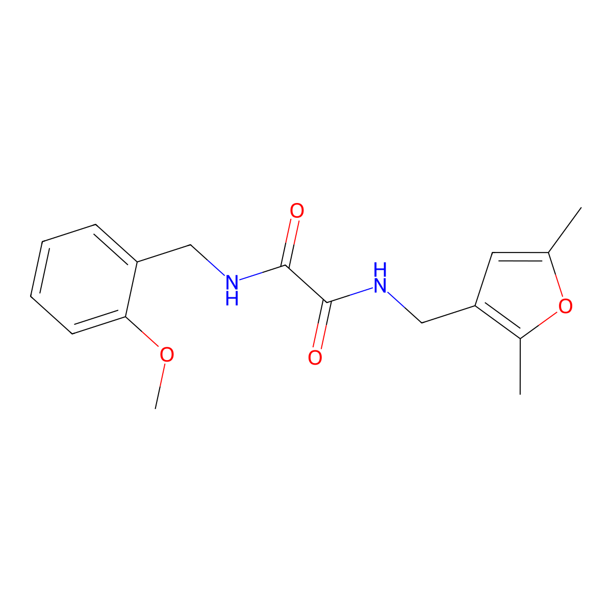 N1-((2,5-dimethylfuran-3-yl)methyl)-N2-(2-methoxybenzyl)oxalamide molecular structure, CAS 1351595-27-1