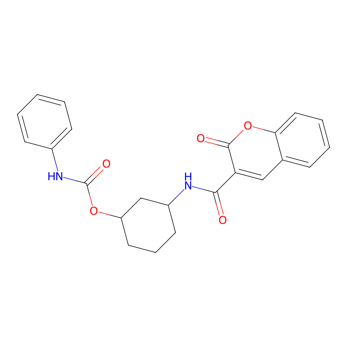 3-(2-oxo-2H-chromene-3-carboxamido)cyclohexyl phenylcarbamate molecular structure, CAS 1351595-29-3